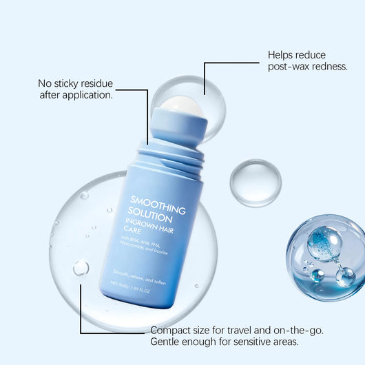 Ingrown Hair Serum for Bikini Area Armpit Arm Leg Ingrown Hair Treatment Moisturizing Skin AHA BHA PHA Roll on Centella Serum