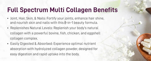 Multi collagen Peptides Pills - Joint Health Supplements + Biotin & Hyaluronic Acid